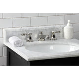 Tudor KS4466TAL Two-Handle 3-Hole Deck Mount Widespread Bathroom Faucet with Brass Pop-Up, Polished Nickel