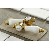 Bel-Air KS4467BPL Two-Handle 3-Hole Deck Mount Widespread Bathroom Faucet with Brass Pop-Up, Brushed Brass