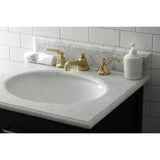 Whitaker KS4467KL Two-Handle 3-Hole Deck Mount Widespread Bathroom Faucet with Brass Pop-Up, Brushed Brass