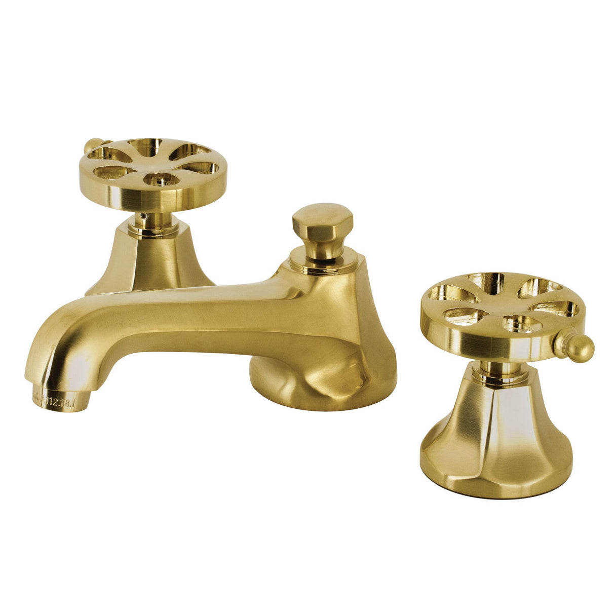 Belknap KS4467RX Two-Handle 3-Hole Deck Mount Widespread Bathroom Faucet with Brass Pop-Up, Brushed Brass