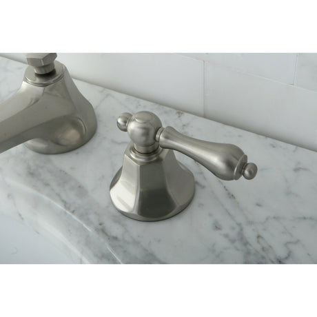 Metropolitan KS4468AL Two-Handle 3-Hole Deck Mount Widespread Bathroom Faucet with Brass Pop-Up, Brushed Nickel