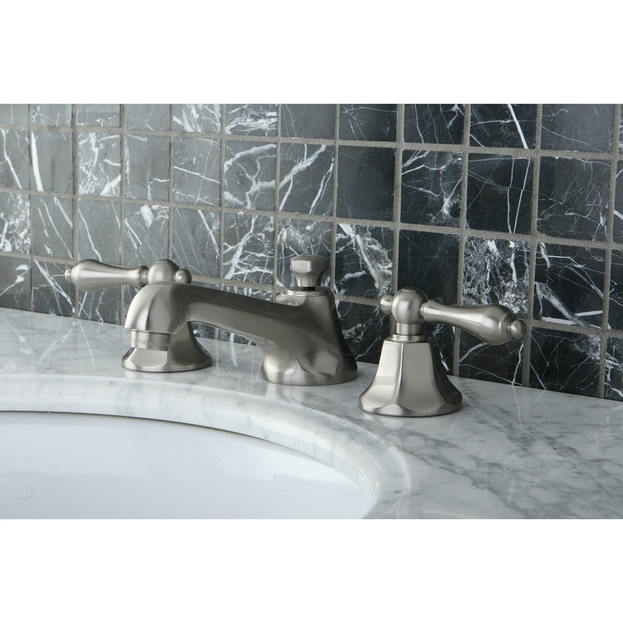 Metropolitan KS4468AL Two-Handle 3-Hole Deck Mount Widespread Bathroom Faucet with Brass Pop-Up, Brushed Nickel