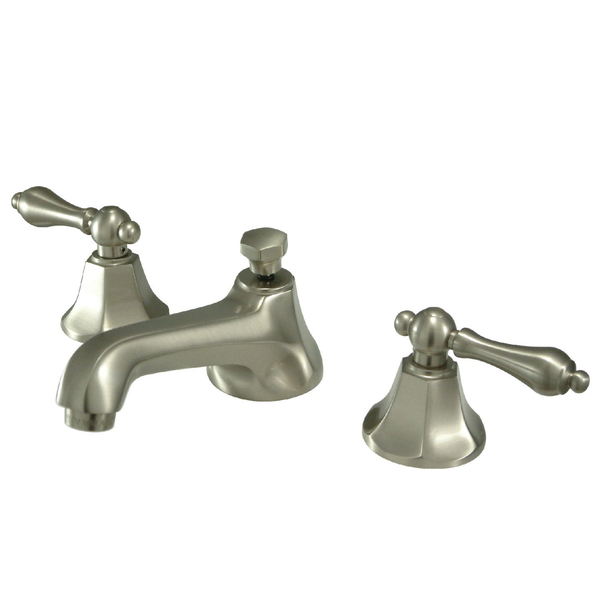 Metropolitan KS4468AL Two-Handle 3-Hole Deck Mount Widespread Bathroom Faucet with Brass Pop-Up, Brushed Nickel