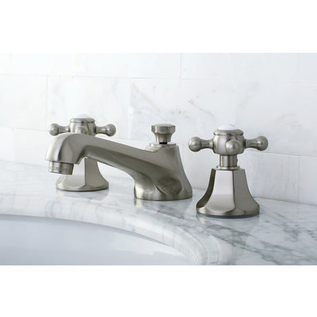 Metropolitan KS4468BX Two-Handle 3-Hole Deck Mount Widespread Bathroom Faucet with Brass Pop-Up, Brushed Nickel