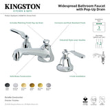 Whitaker KS4468KL Two-Handle 3-Hole Deck Mount Widespread Bathroom Faucet with Brass Pop-Up, Brushed Nickel