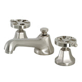 Belknap KS4468RX Two-Handle 3-Hole Deck Mount Widespread Bathroom Faucet with Brass Pop-Up, Brushed Nickel