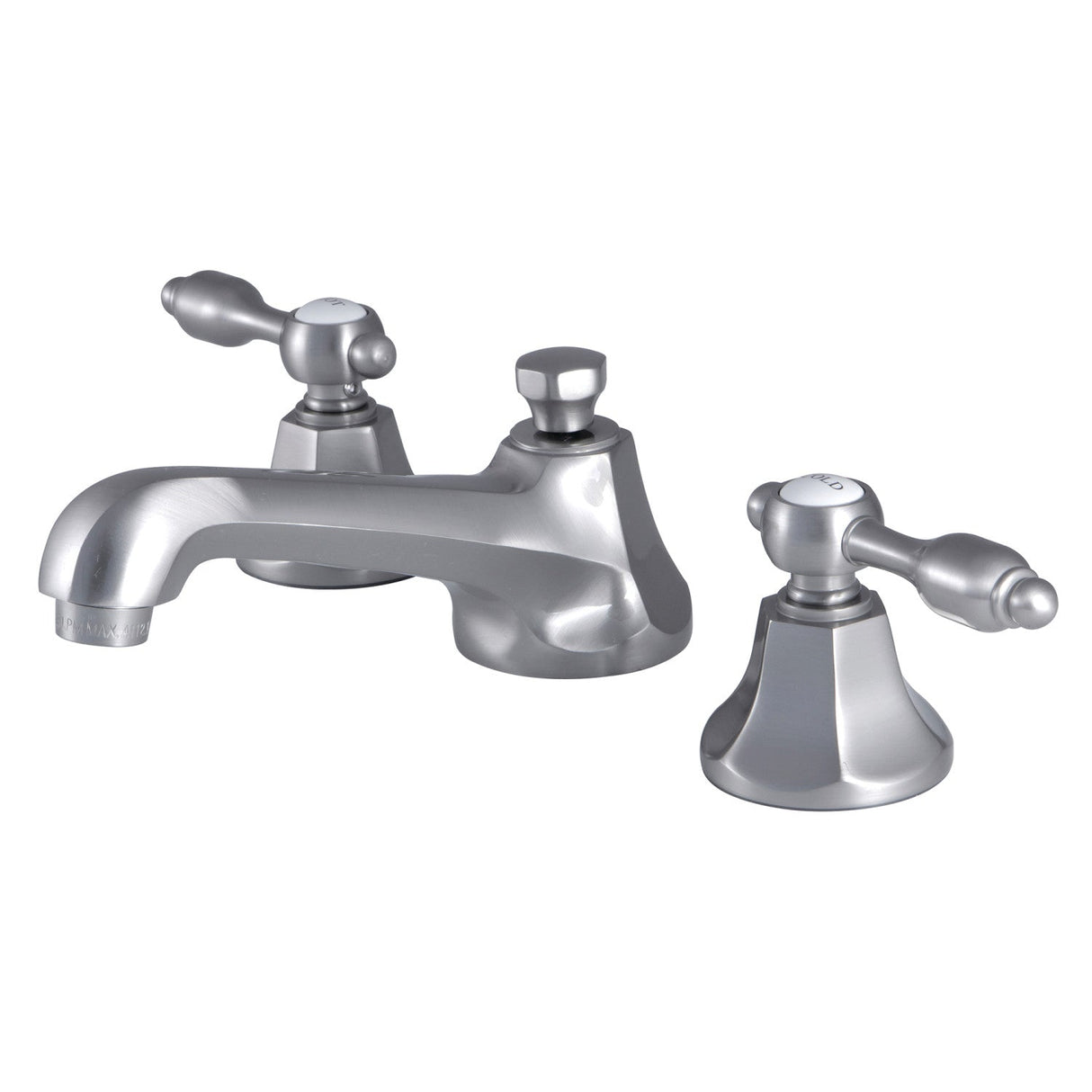 Tudor KS4468TAL Two-Handle 3-Hole Deck Mount Widespread Bathroom Faucet with Brass Pop-Up, Brushed Nickel