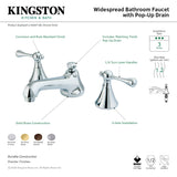 KS4471BL Two-Handle 3-Hole Deck Mount Widespread Bathroom Faucet with Brass Pop-Up, Polished Chrome