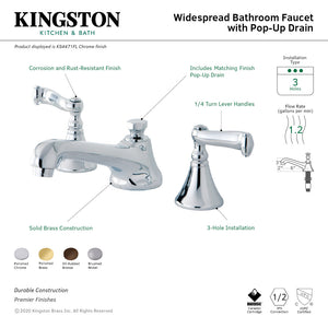 KS4471FL Two-Handle 3-Hole Deck Mount Widespread Bathroom Faucet with Brass Pop-Up, Polished Chrome