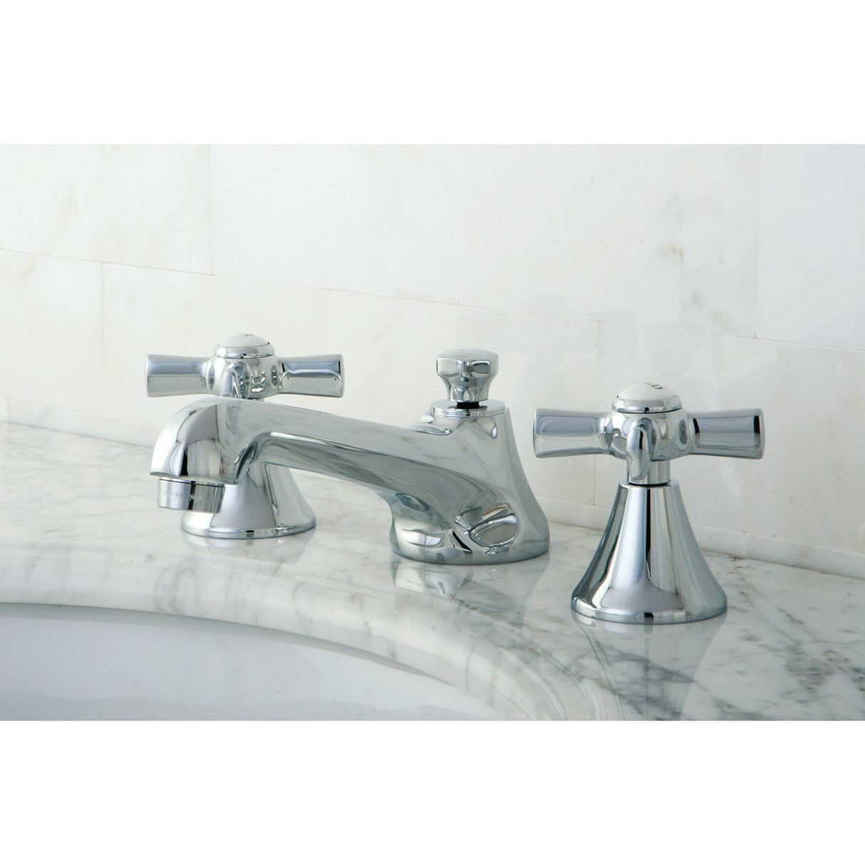 Millennium KS4471ZX Two-Handle 3-Hole Deck Mount Widespread Bathroom Faucet with Brass Pop-Up, Polished Chrome