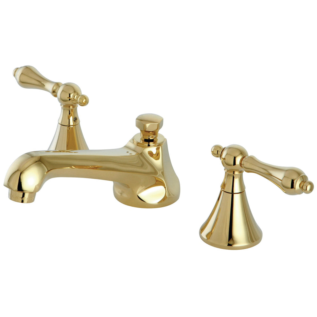 KS4472AL Two-Handle 3-Hole Deck Mount Widespread Bathroom Faucet with Brass Pop-Up, Polished Brass