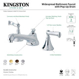 KS4472FL Two-Handle 3-Hole Deck Mount Widespread Bathroom Faucet with Brass Pop-Up, Polished Brass