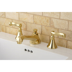 KS4472FL Two-Handle 3-Hole Deck Mount Widespread Bathroom Faucet with Brass Pop-Up, Polished Brass