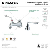 KS4472ZL Two-Handle 3-Hole Deck Mount Widespread Bathroom Faucet with Brass Pop-Up, Polished Brass