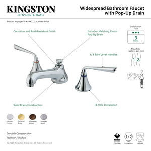 KS4478ZL Two-Handle 3-Hole Deck Mount Widespread Bathroom Faucet with Brass Pop-Up, Brushed Nickel