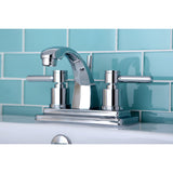 Concord KS4641DL Two-Handle 3-Hole Deck Mount 4" Centerset Bathroom Faucet with Brass Pop-Up, Polished Chrome