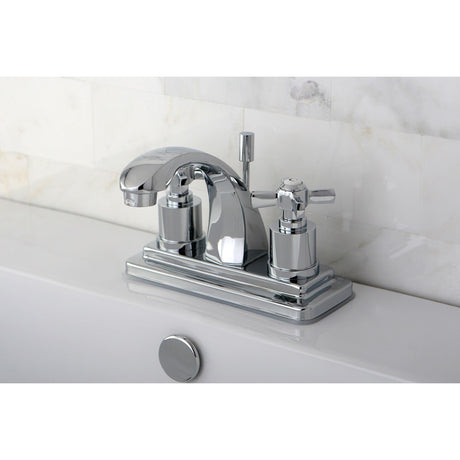 Millennium KS4641ZX Two-Handle 3-Hole Deck Mount 4" Centerset Bathroom Faucet with Brass Pop-Up, Polished Chrome