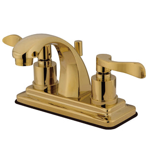 NuWave KS4642DFL Two-Handle 3-Hole Deck Mount 4" Centerset Bathroom Faucet with Brass Pop-Up, Polished Brass