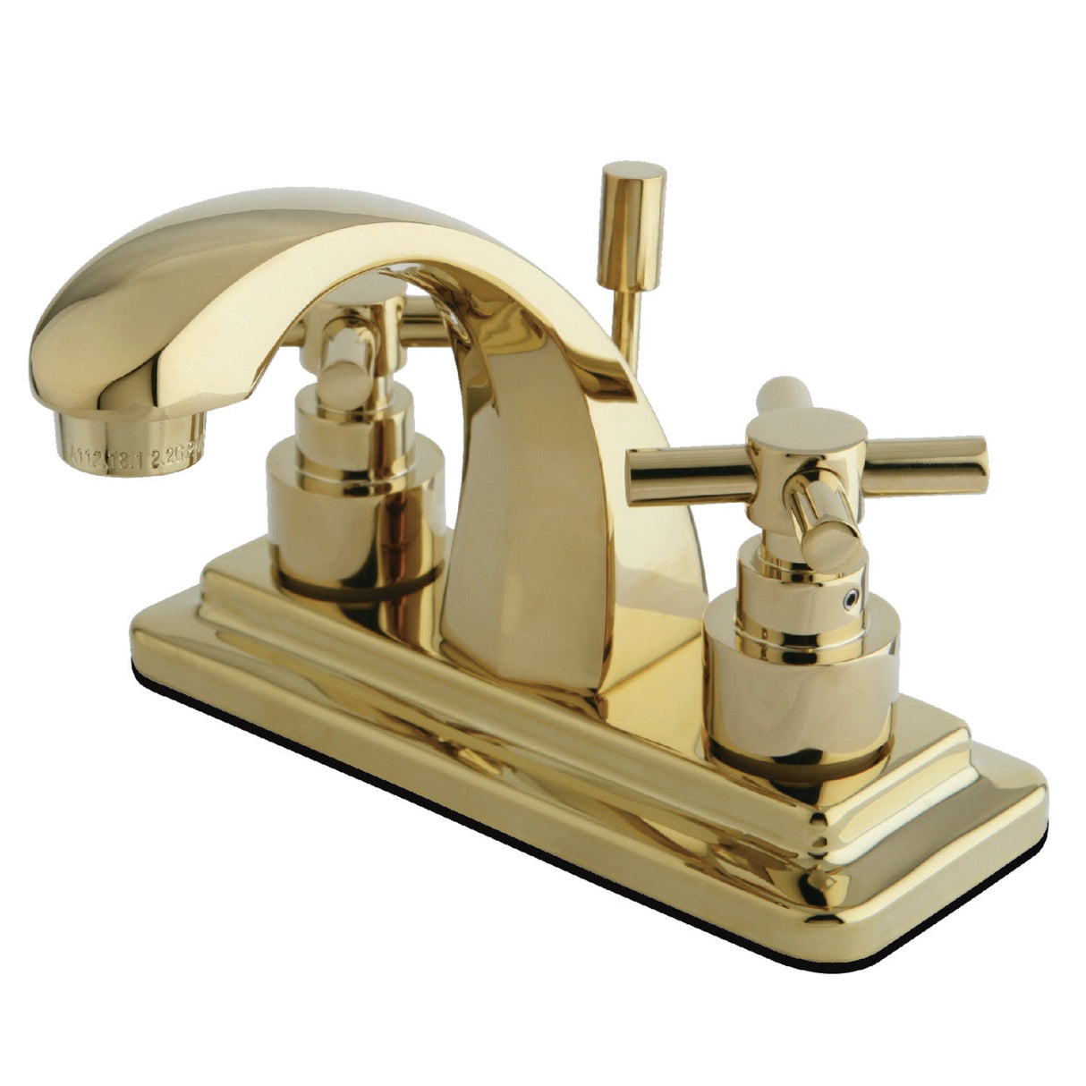 Elinvar KS4642EX Two-Handle 3-Hole Deck Mount 4" Centerset Bathroom Faucet with Brass Pop-Up, Polished Brass