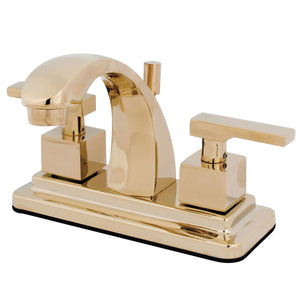 Executive KS4642QLL Two-Handle 3-Hole Deck Mount 4" Centerset Bathroom Faucet with Brass Pop-Up, Polished Brass