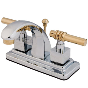 Milano KS4644QL Two-Handle 3-Hole Deck Mount 4" Centerset Bathroom Faucet with Brass Pop-Up, Polished Chrome/Polished Brass