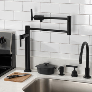 Kaiser KS4700CKL Single-Hole Deck Mount Pot Filler, Matte Black