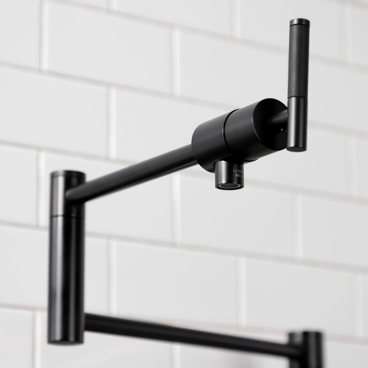 Kaiser KS4700CKL Single-Hole Deck Mount Pot Filler, Matte Black