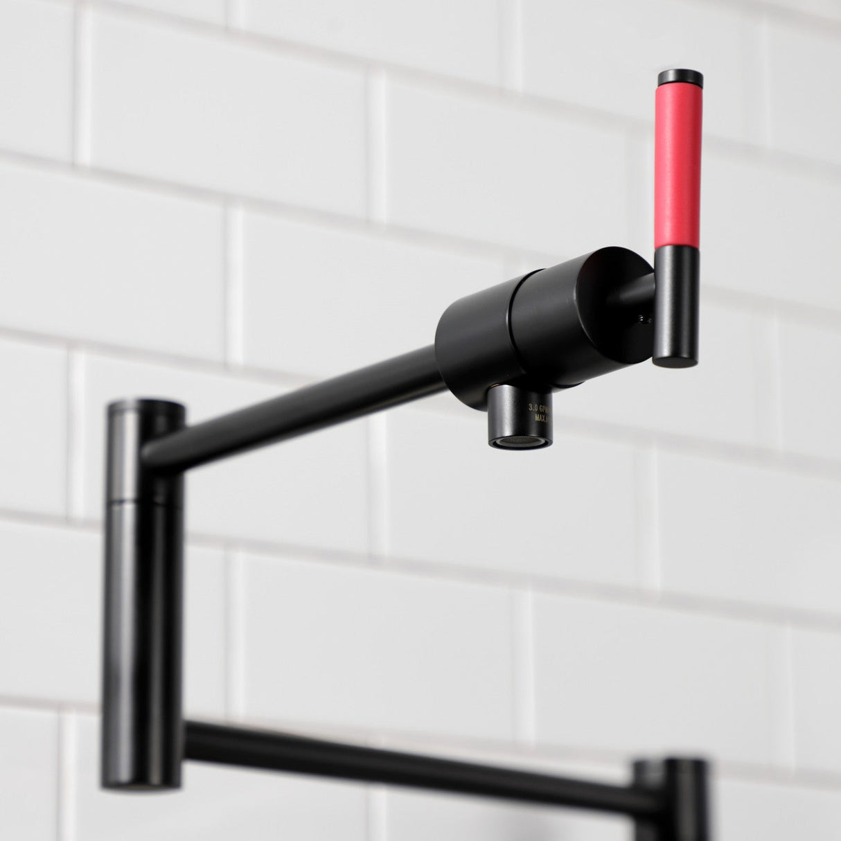 Kaiser KS4700CKL Single-Hole Deck Mount Pot Filler, Matte Black