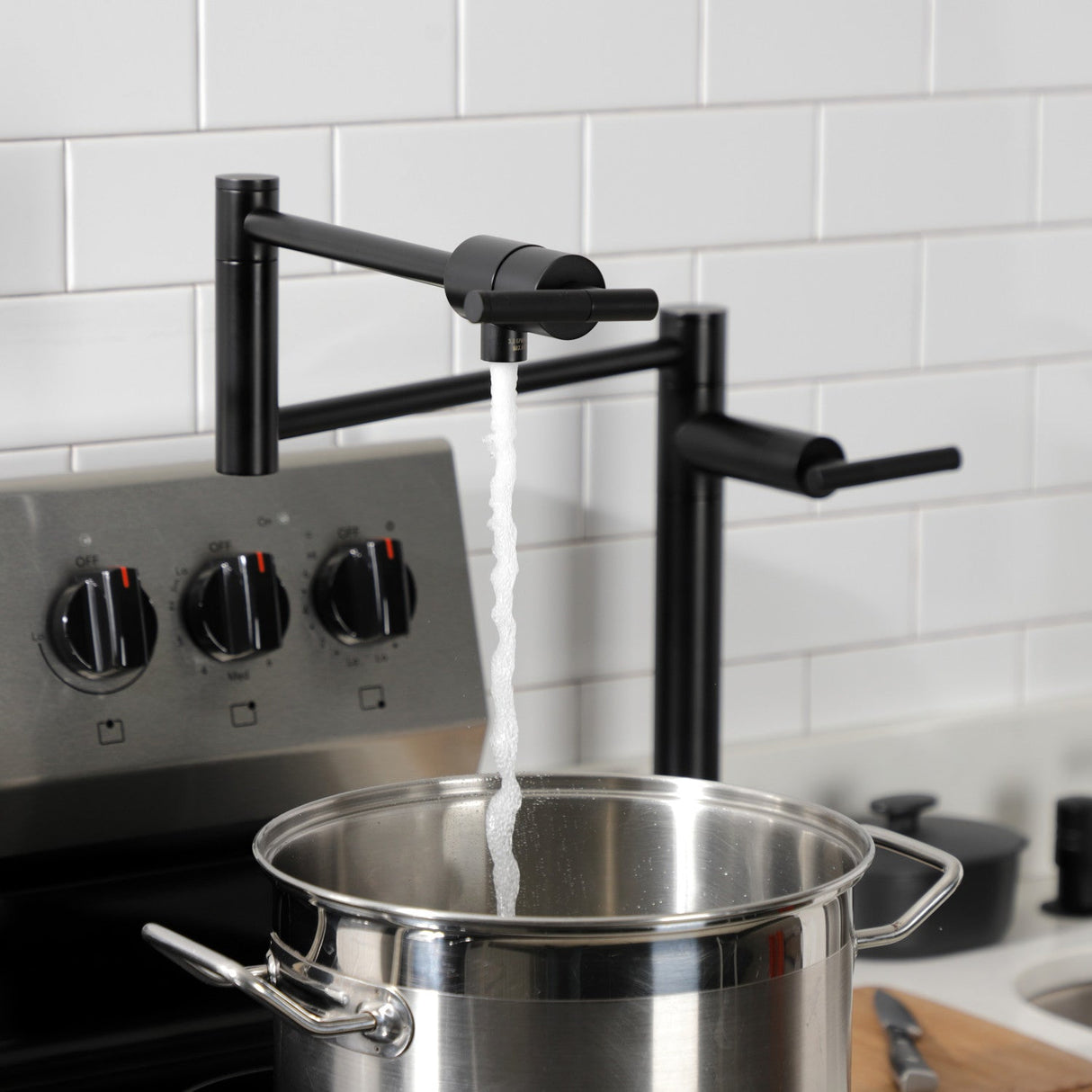 Kaiser KS4700CKL Single-Hole Deck Mount Pot Filler, Matte Black