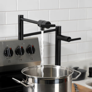 Kaiser KS4700CKL Single-Hole Deck Mount Pot Filler, Matte Black