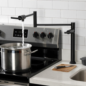 Kaiser KS4700CKL Single-Hole Deck Mount Pot Filler, Matte Black
