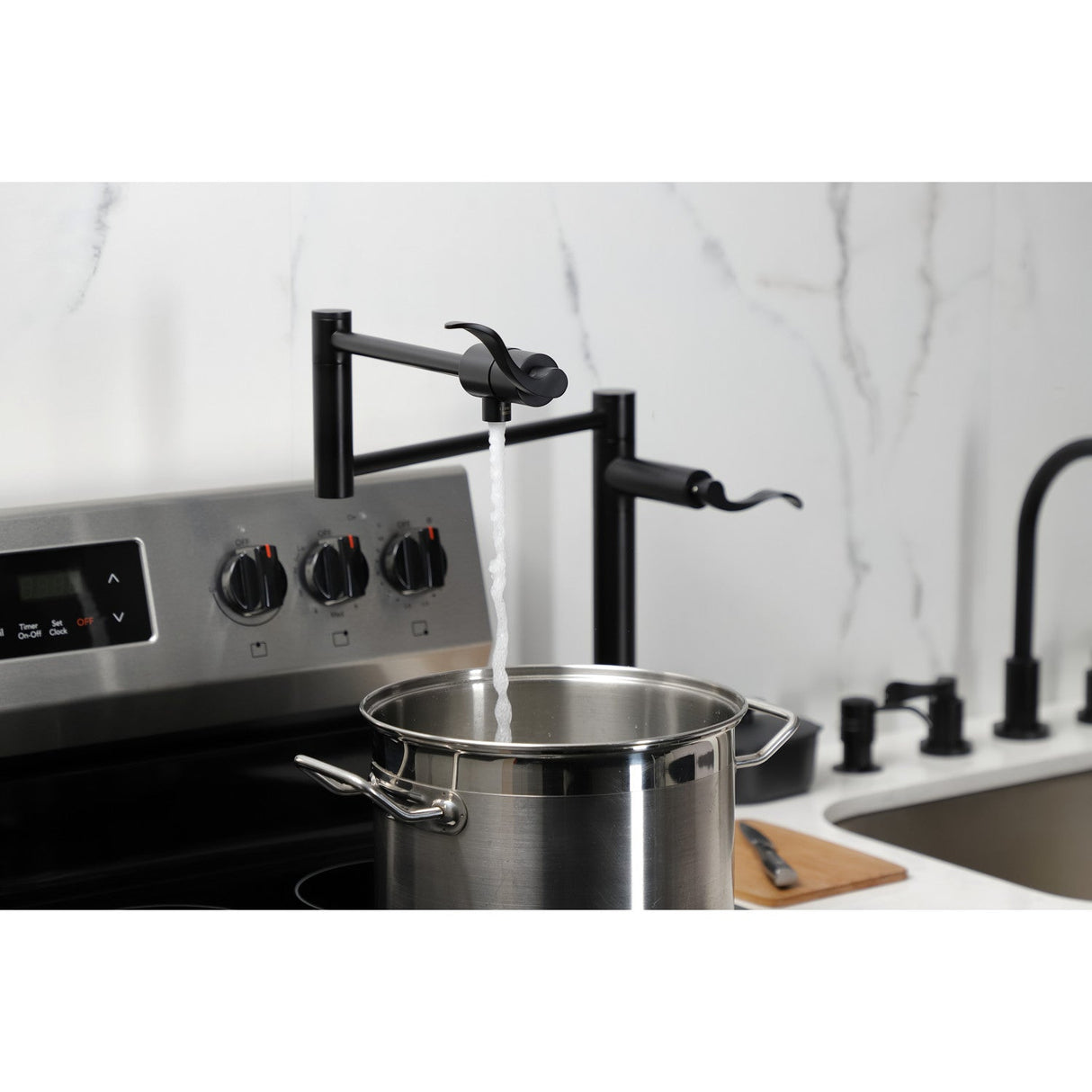 NuWave KS4700DFL Single-Hole Deck Mount Pot Filler, Matte Black