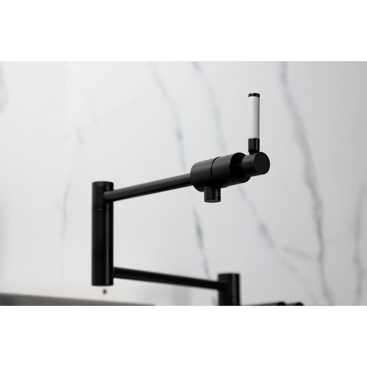 Kaiser KS4700DKL Single-Hole Deck Mount Pot Filler, Matte Black