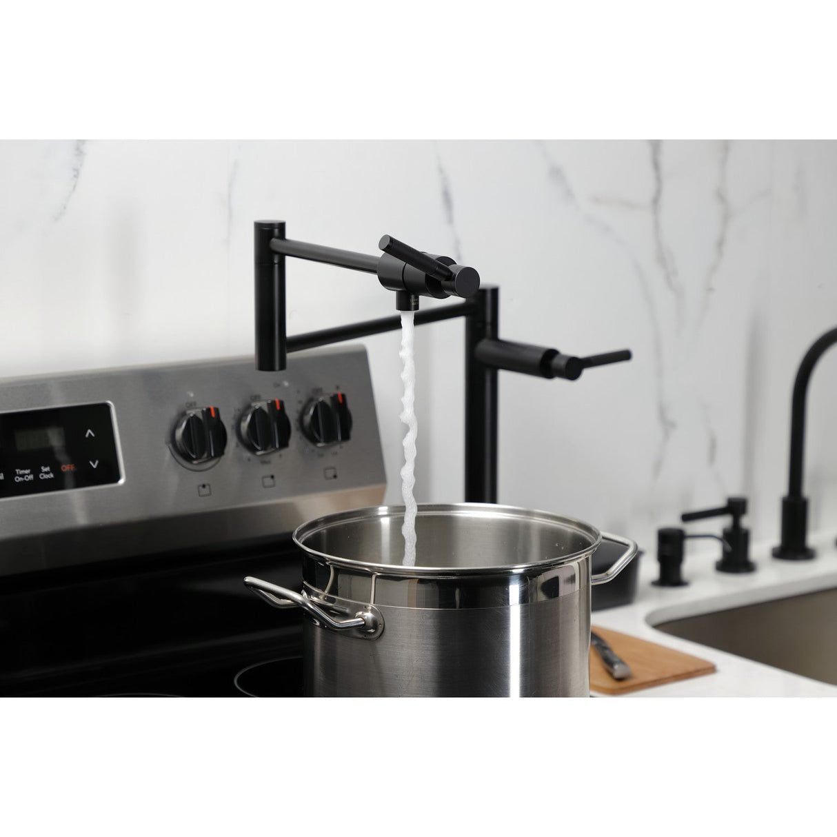 Kaiser KS4700DKL Single-Hole Deck Mount Pot Filler, Matte Black