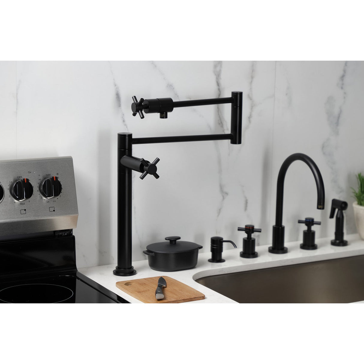 Concord KS4700DX Single-Hole Deck Mount Pot Filler, Matte Black