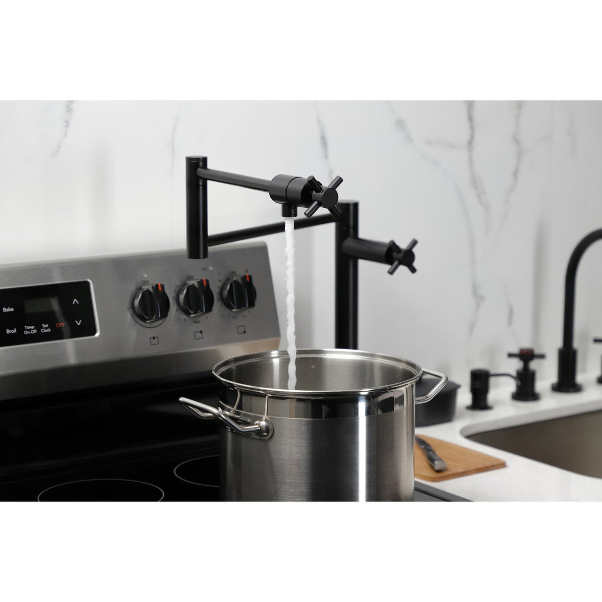 Concord KS4700DX Single-Hole Deck Mount Pot Filler, Matte Black