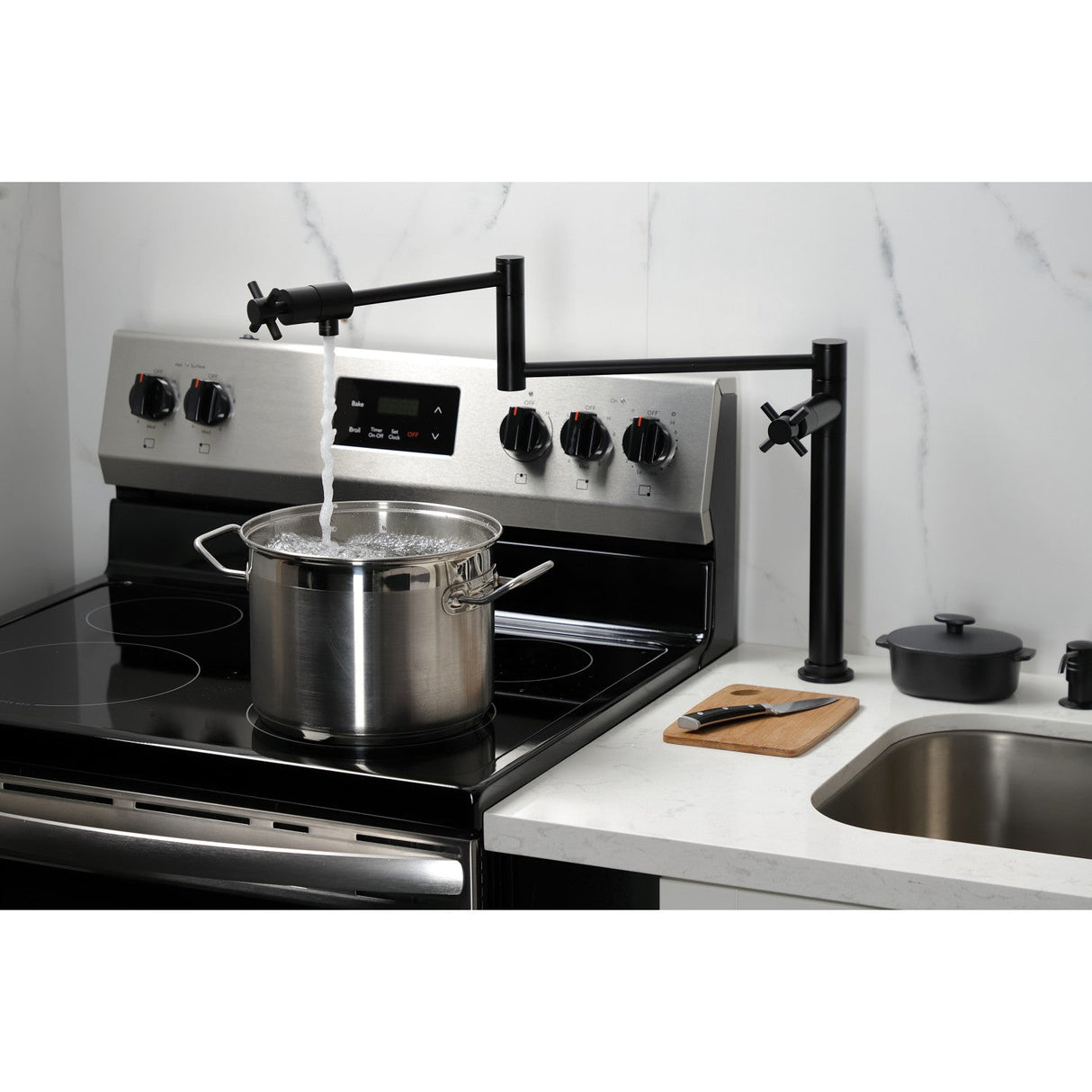 Concord KS4700DX Single-Hole Deck Mount Pot Filler, Matte Black