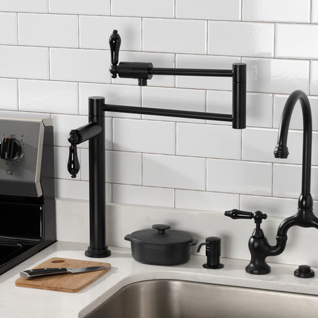 Duchess KS4700PKL Single-Hole Deck Mount Pot Filler, Matte Black