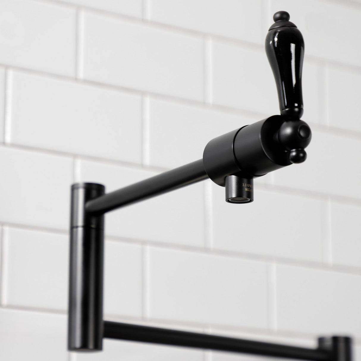 Duchess KS4700PKL Single-Hole Deck Mount Pot Filler, Matte Black