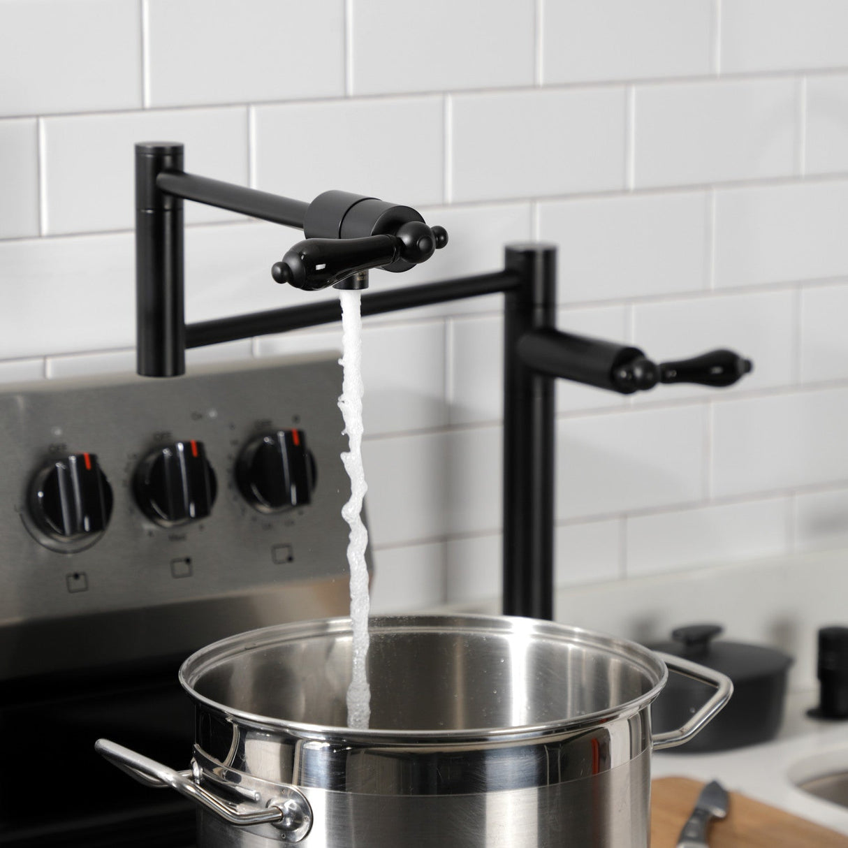 Duchess KS4700PKL Single-Hole Deck Mount Pot Filler, Matte Black