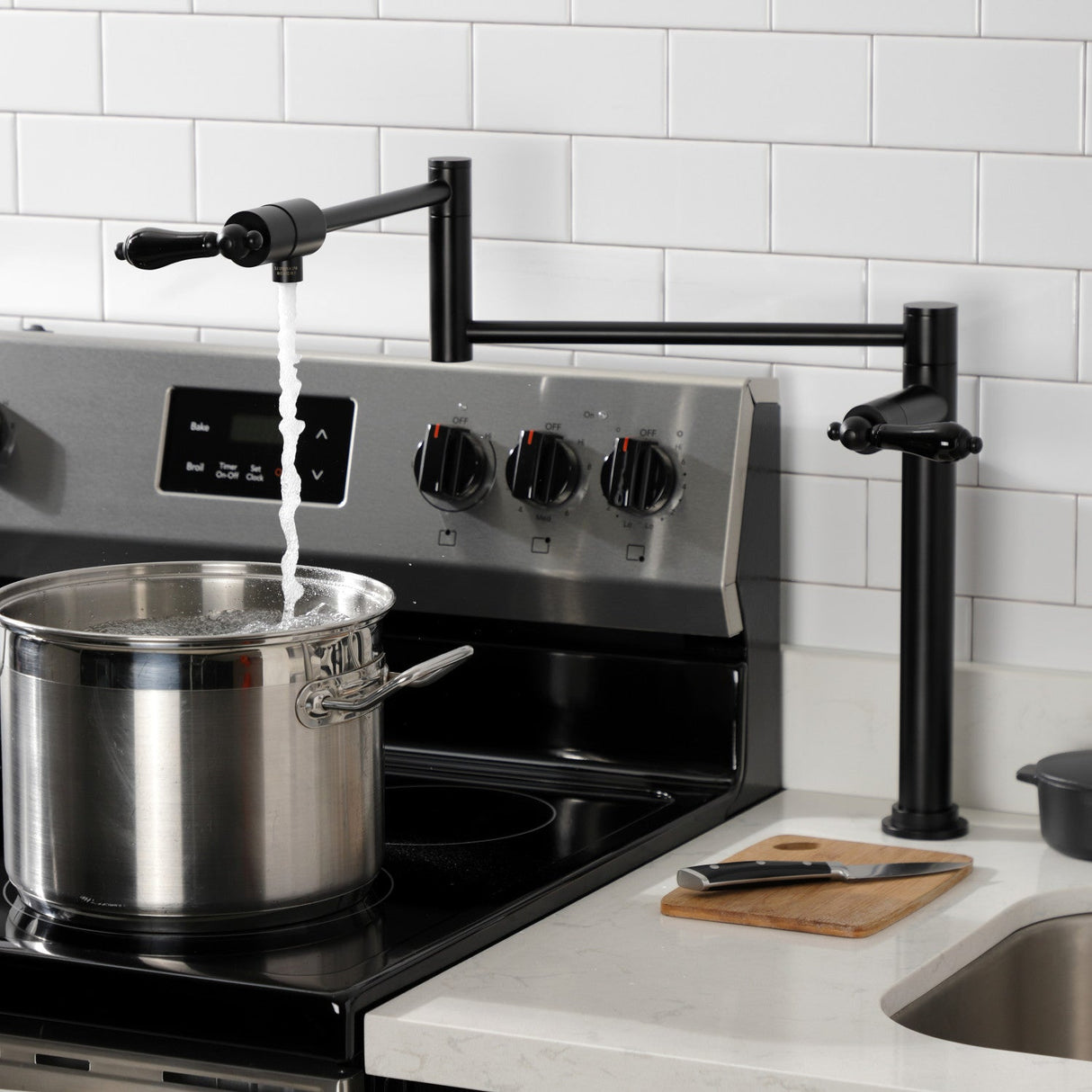 Duchess KS4700PKL Single-Hole Deck Mount Pot Filler, Matte Black