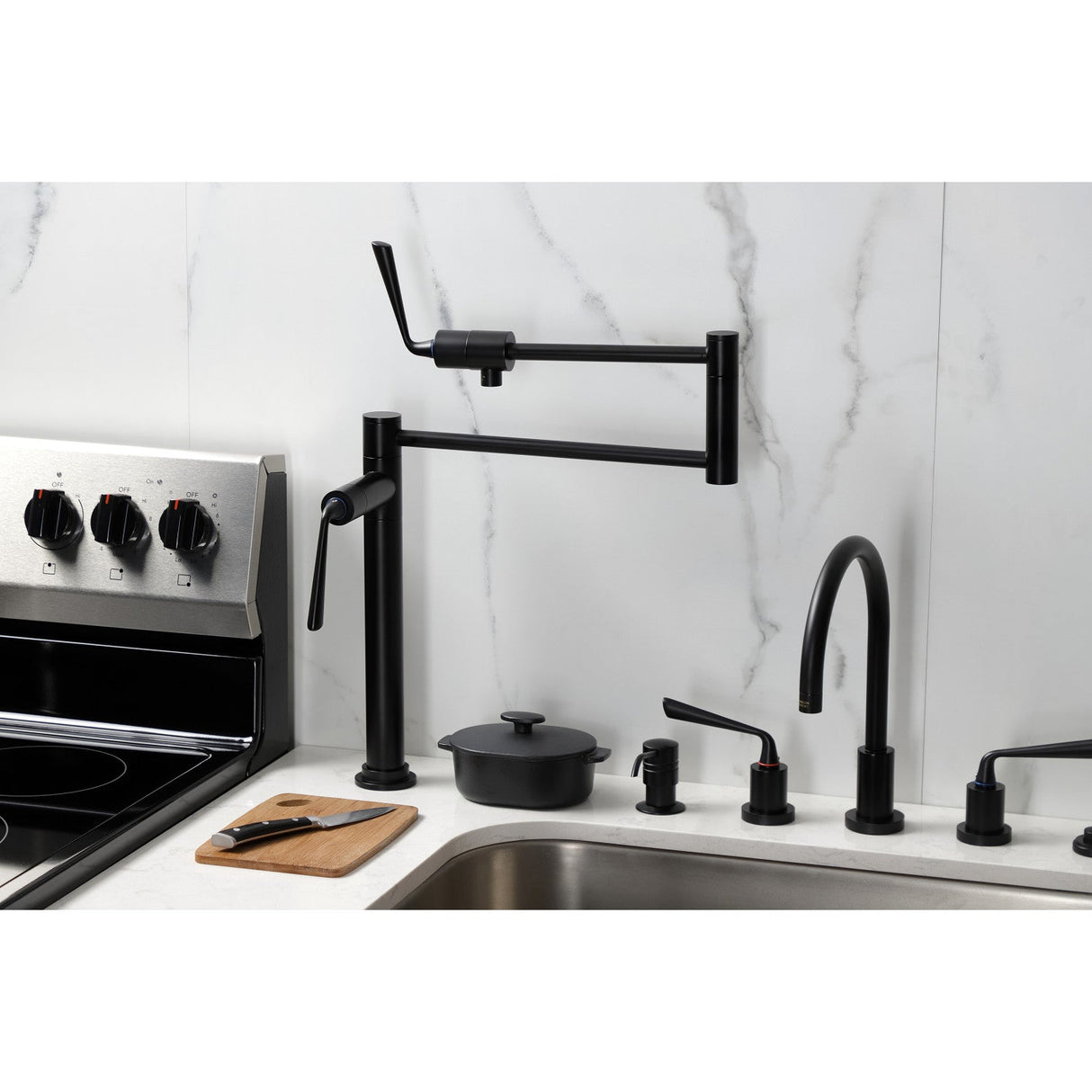 Silver Sage KS4700ZL Single-Hole Deck Mount Pot Filler, Matte Black