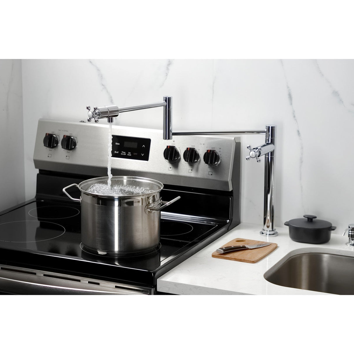 Metropolitan KS4701BX Single-Hole Deck Mount Pot Filler, Polished Chrome