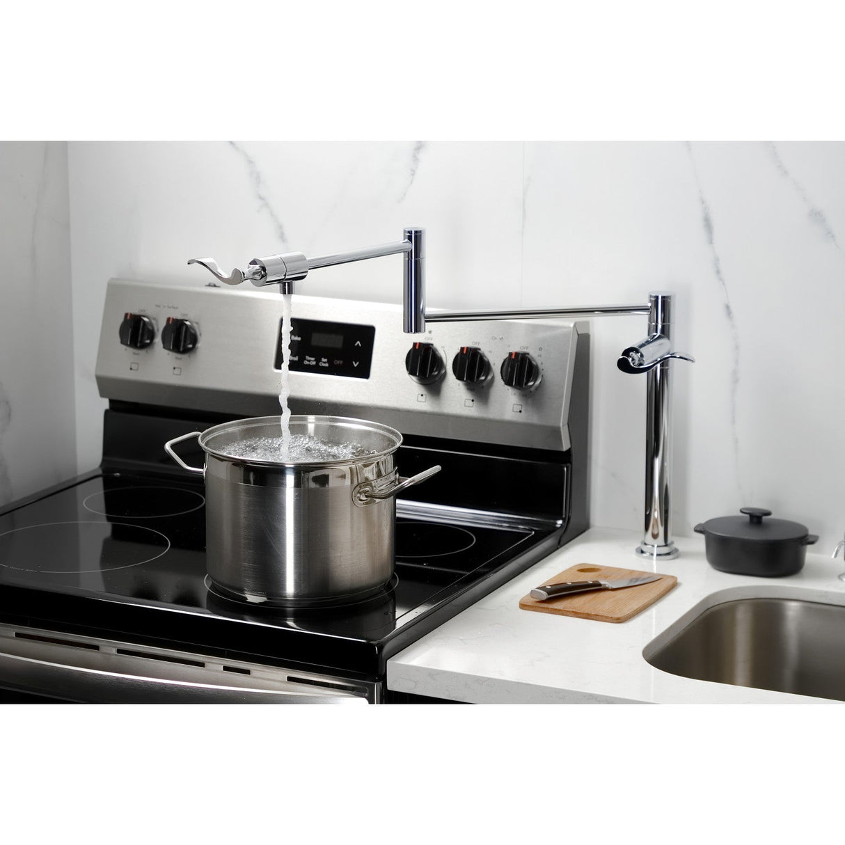 Century KS4701CFL Single-Hole Deck Mount Pot Filler, Polished Chrome