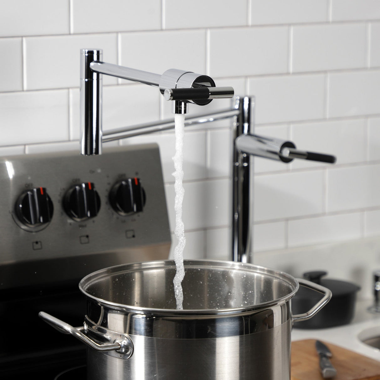 Kaiser KS4701CKL Single-Hole Deck Mount Pot Filler, Polished Chrome