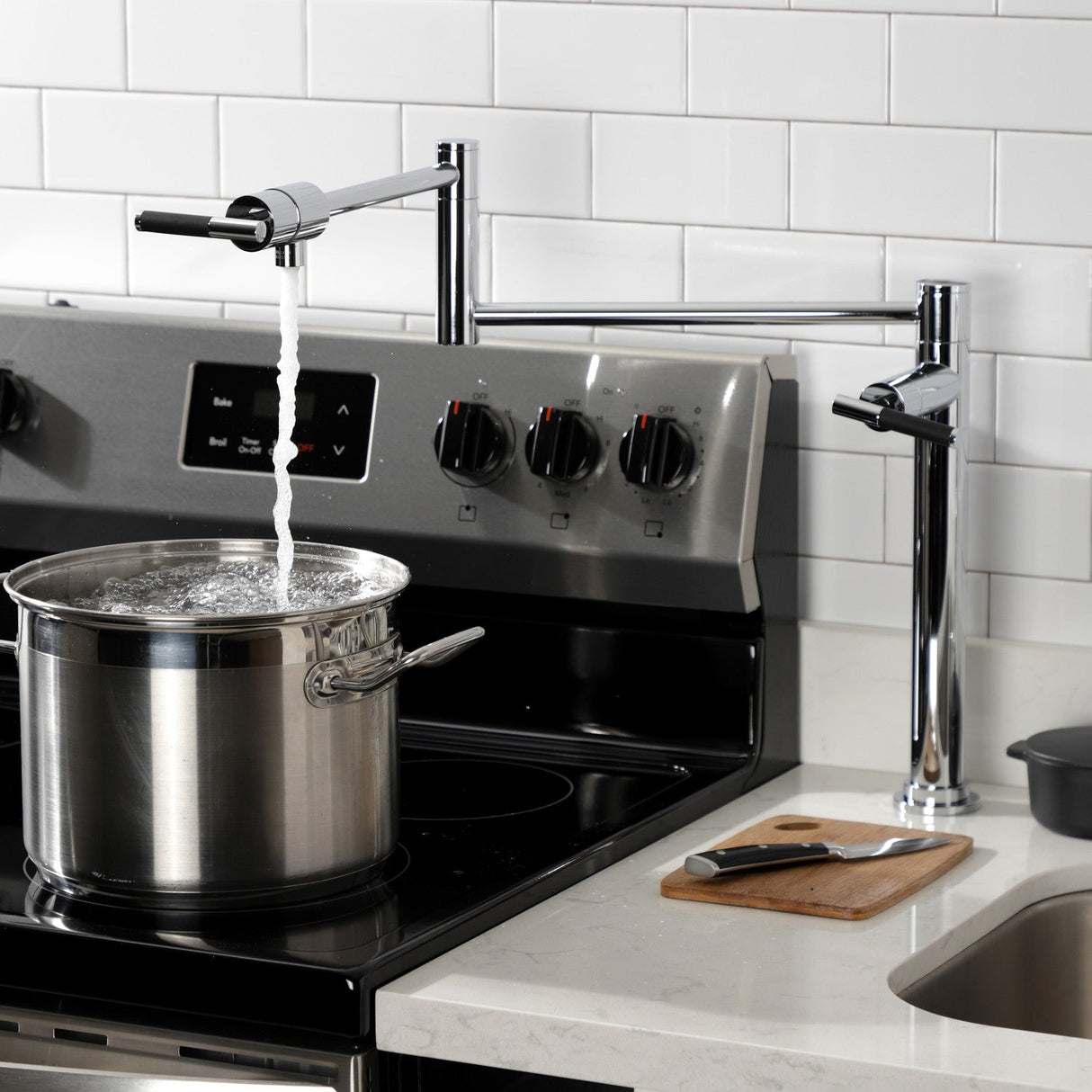 Kaiser KS4701CKL Single-Hole Deck Mount Pot Filler, Polished Chrome