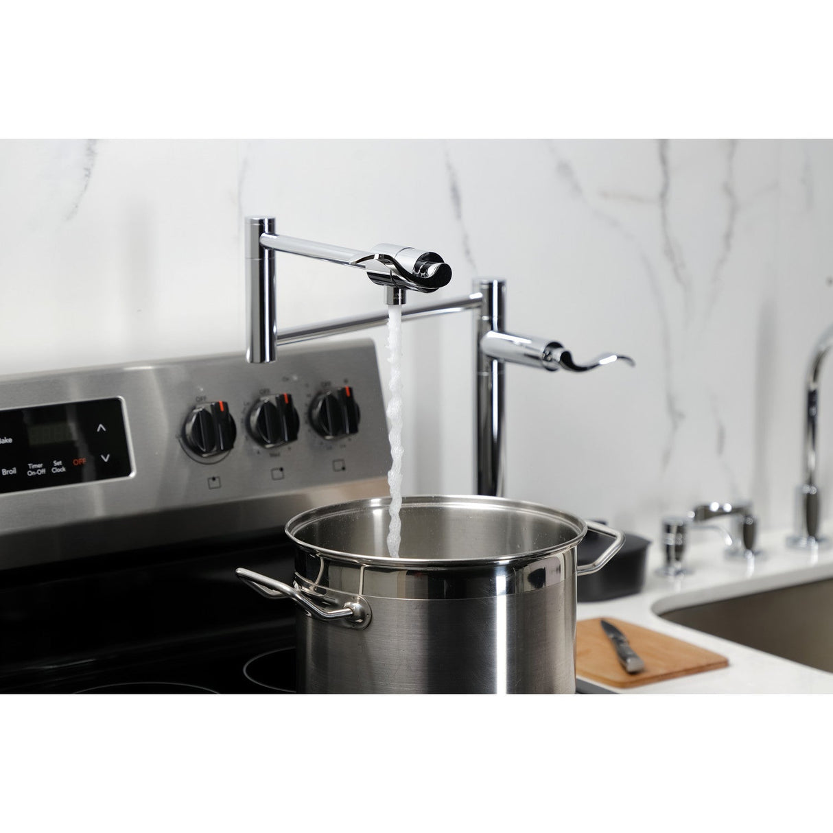 NuWave KS4701DFL Single-Hole Deck Mount Pot Filler, Polished Chrome