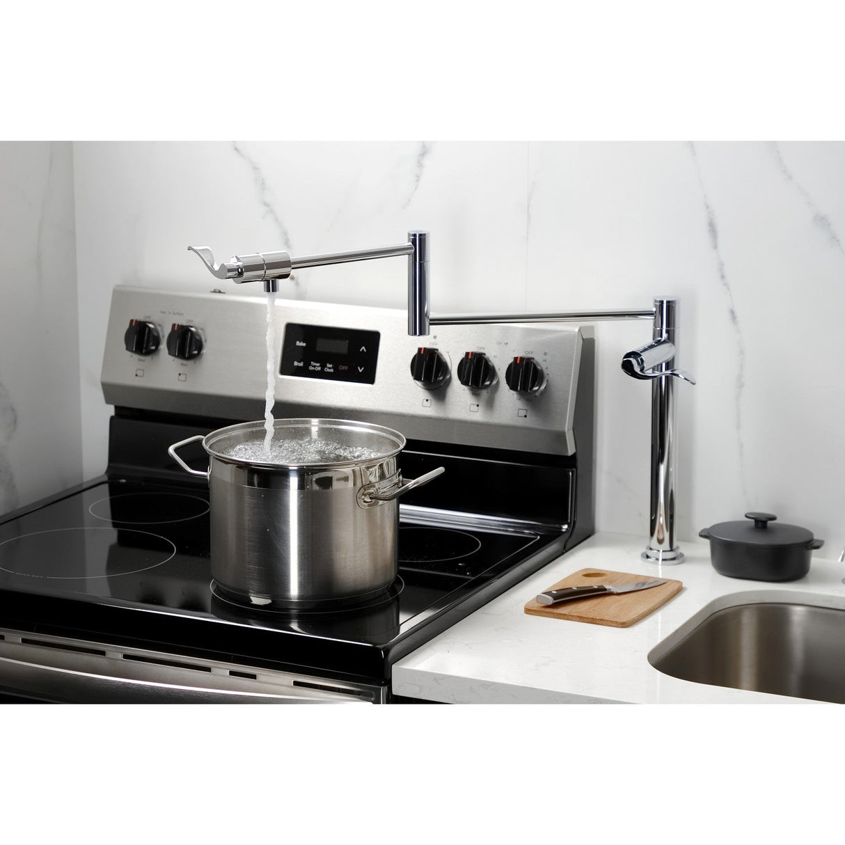 NuWave KS4701DFL Single-Hole Deck Mount Pot Filler, Polished Chrome