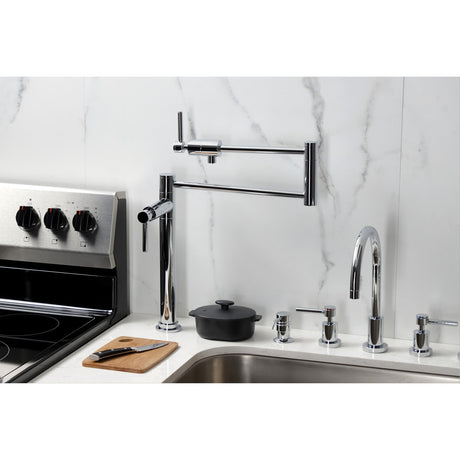 Concord KS4701DL Single-Hole Deck Mount Pot Filler, Polished Chrome