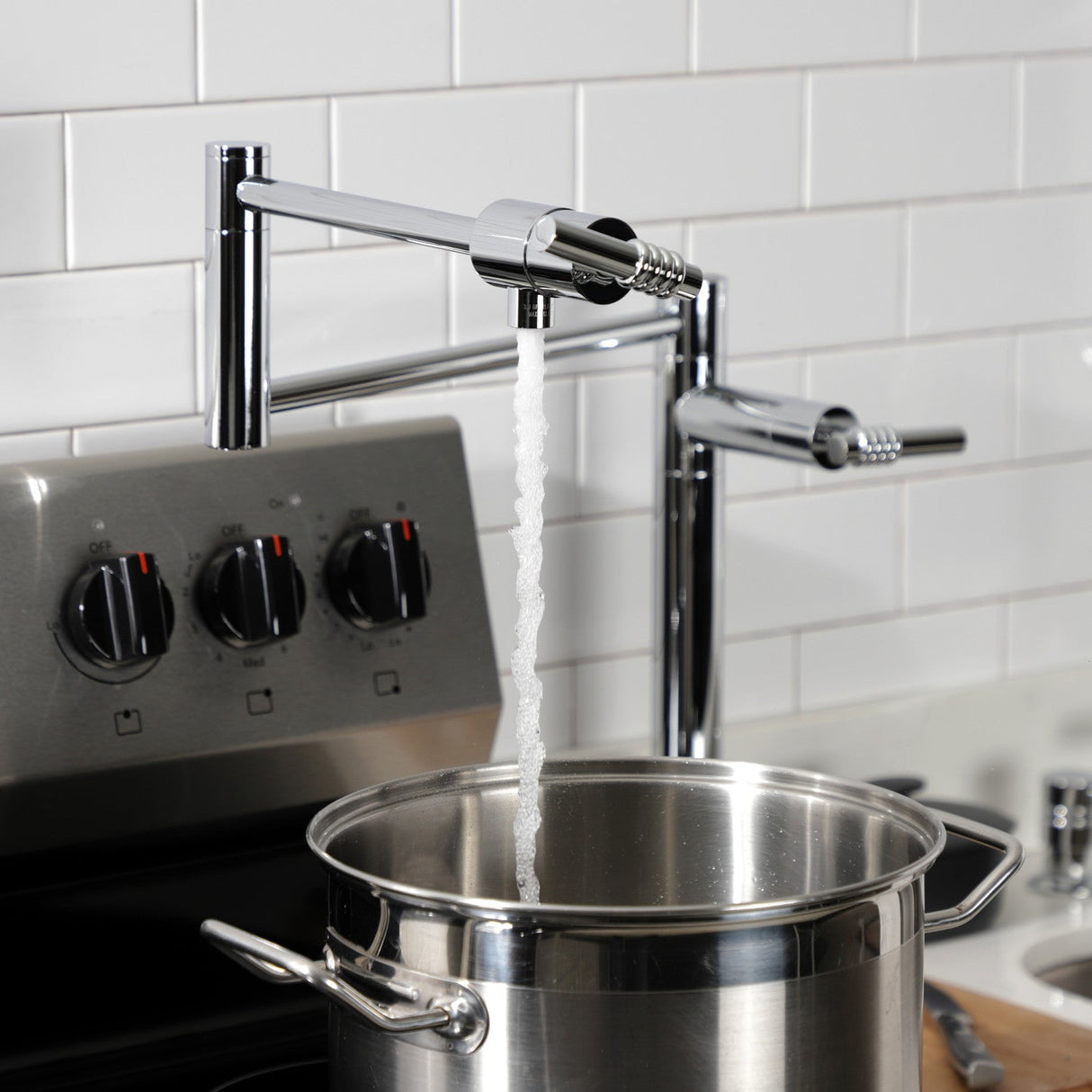 Milano KS4701ML Single-Hole Deck Mount Pot Filler, Polished Chrome
